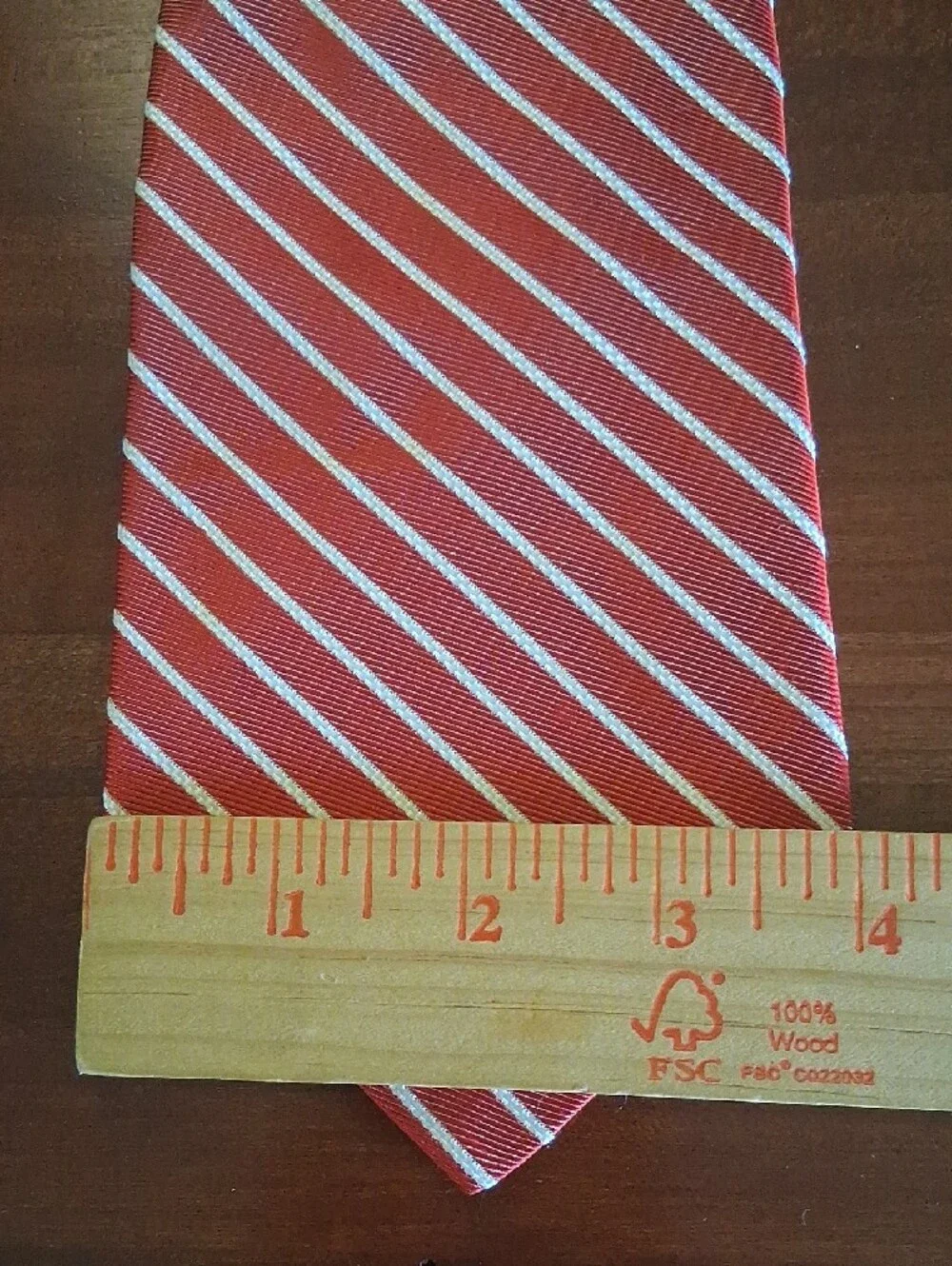 Daniel Cremieux Red White Silk Pinstripes Tie Hand Tailored 4